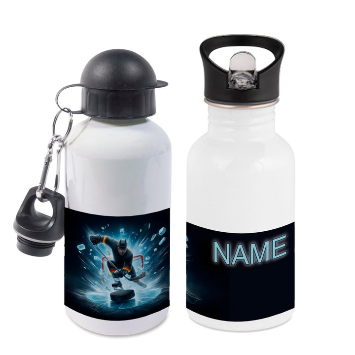 Trinkflasche mit Name/wahlweise 400ml, 500ml oder 600ml + Schriftwahl für Name + Edelstahl oder Alum
