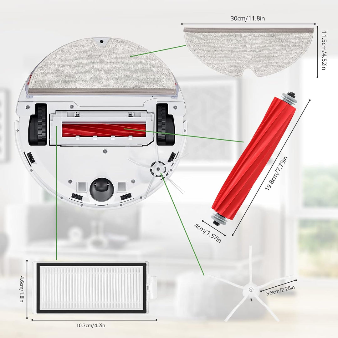Q7 MAX Ersatzzubehör Kompatibel mit Roborock Q7/ Q7+/Q7 MAX/ Q7 MAX + Staubsauger, 1 Hauptbürste, 4