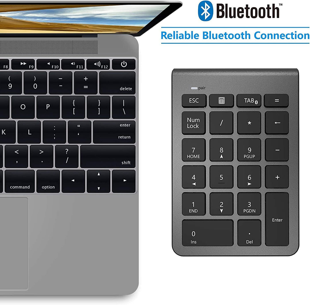 【Verbesserte Version】 Bluetooth Ziffernblock, Ultra Dünn Kabellos Externer Nummernblock 22 Tasten Wi