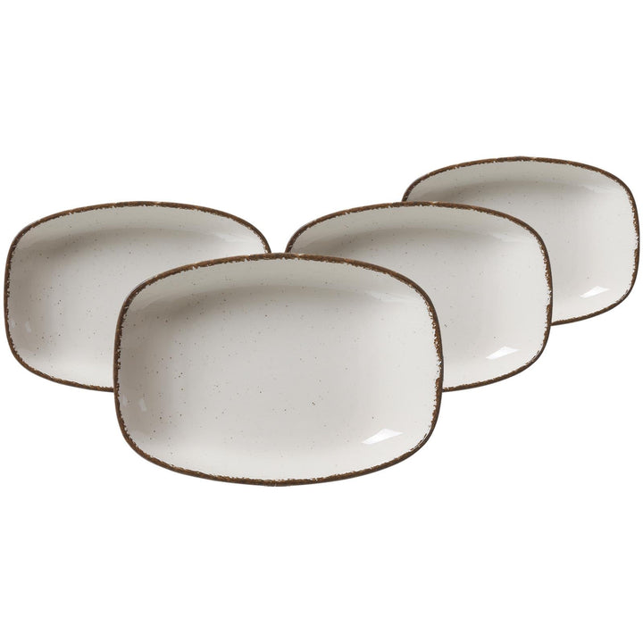 Ritzenhoff & Breker Suppenteller-Set Casa 4-teilig, 23 x 16 cm, Ovale Teller im Vintage-Look, Mix &