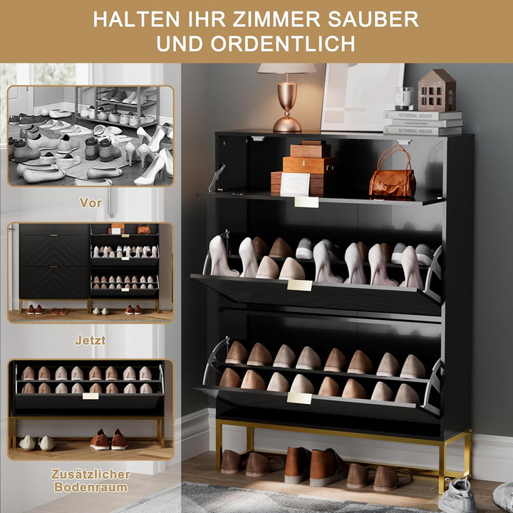 UEV Schuhschrank mit 2 Klappen und 1 Schublade Schuhablage Schuhkommode Schuhregal Schuhkipper Platz
