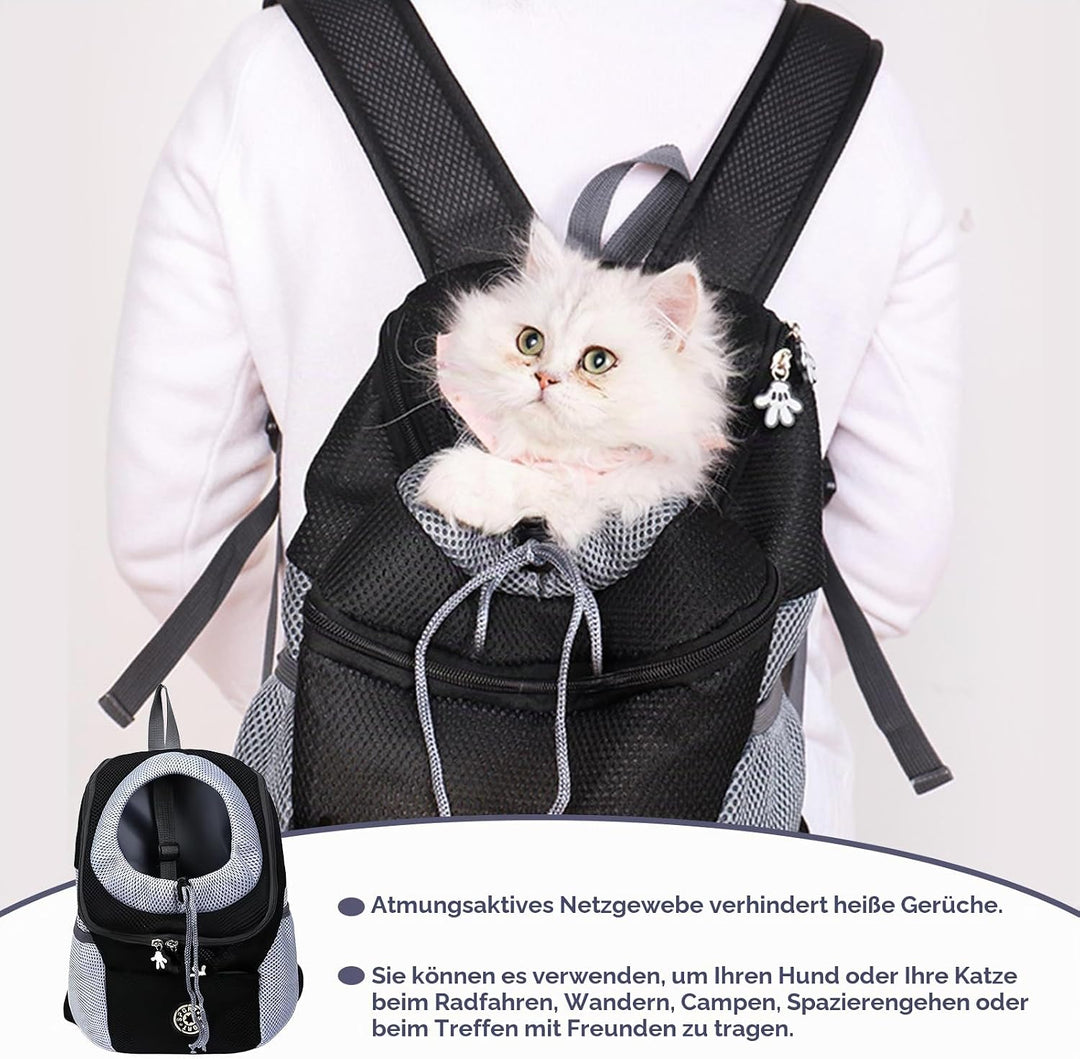 Tragbarer Atmungsaktiver Rucksack für Hunde und Katzen, Verstellbarer Transport-Rucksack Mit Fenster