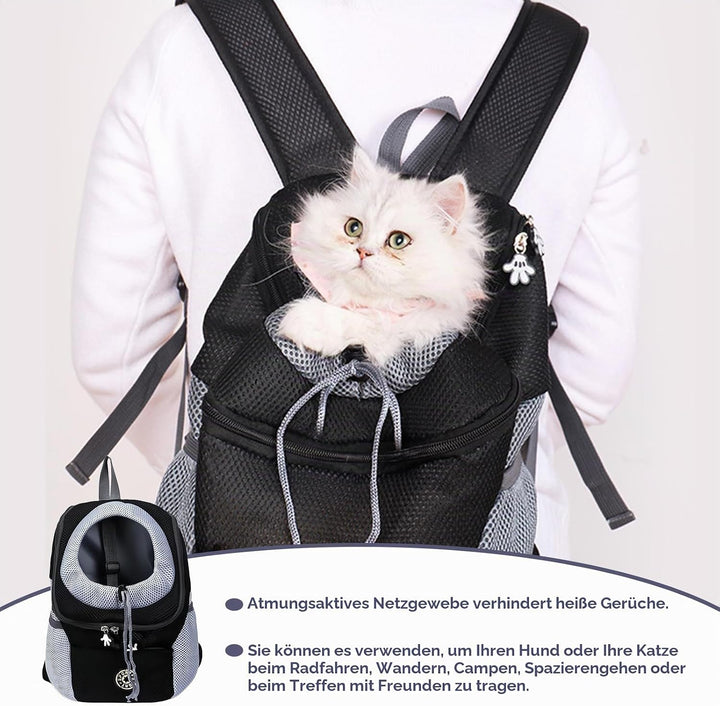 Tragbarer Atmungsaktiver Rucksack für Hunde und Katzen, Verstellbarer Transport-Rucksack Mit Fenster