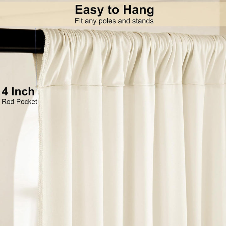 3×3 m Elfenbein Hochzeit Hintergrund Vorhang, 2 Platten 1,5×3 m Faltenfreie seidige Glatte Polyester