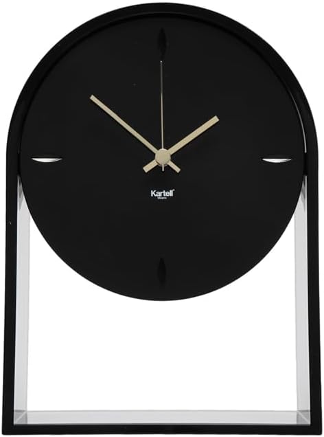 Kartell Air du Temps Tischuhr, Plastik, Schwarz, 21.5 x 8 x 30 cm, Schwarz