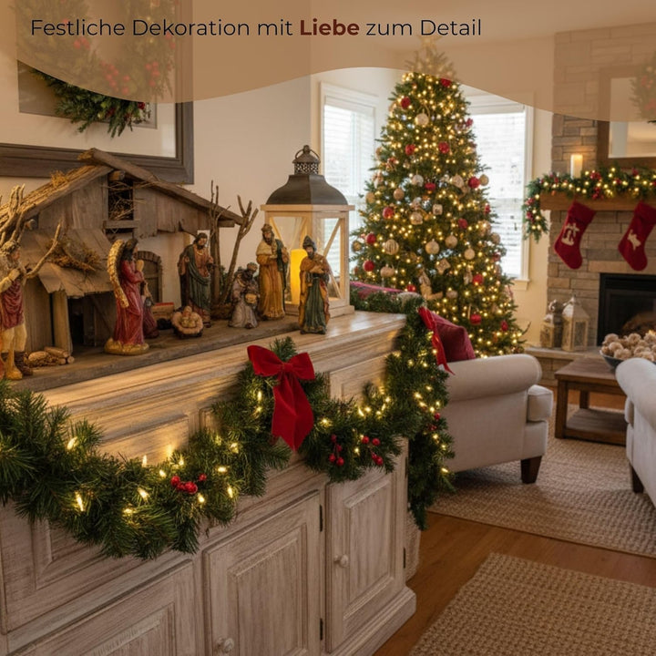 matches21 HOME & HOBBY XXL Weihnachts-Krippe 60 x 27 cm - Grosse Holz-Krippe als innen Fensterdeko T