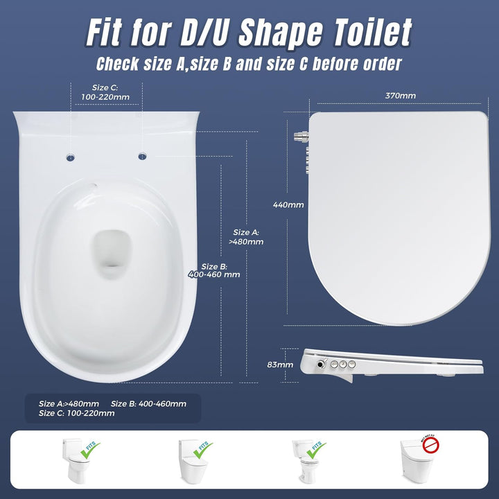 SAMODRA WC Sitz D Form mit Absenkautomatik - Bidet Toilettensitz - Dusch WC Aufsatz Bidet Japanische