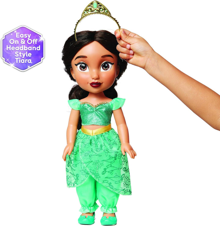 Disney Princess Jasmin Puppe 35cm, reflektierende Glitzeraugen, bewegliche Gelenke, ausziehbares Out