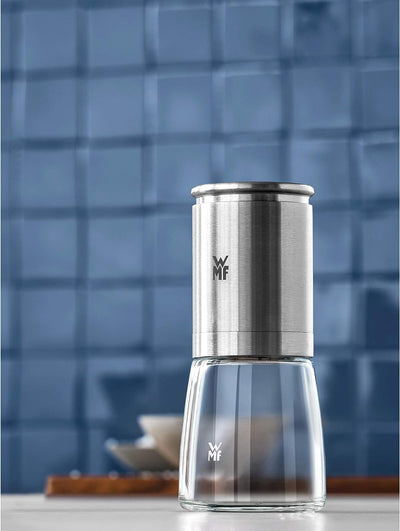 WMF De Luxe Salz und Pfeffermühle, unbefüllt, Cromargan Edelstahl Glas, Keramikmahlwerk, Mühle für S