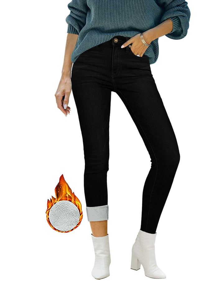 Roskiky Skinny Jeans Damen High Waist Thermo Jeans Damen Winter Gefütter Thermo Jeans Leggings Damen