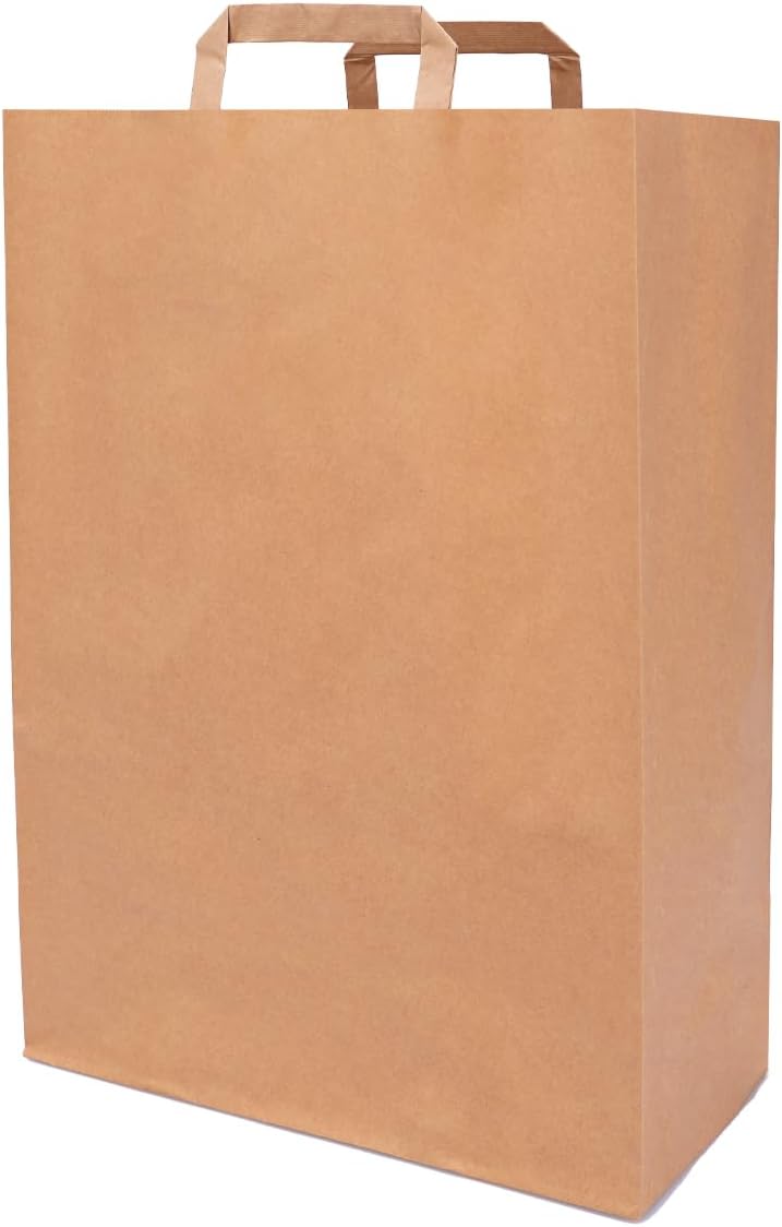 verpacking Papiertragetaschen mit Flachhenkel 45 x 32 x 16 cm Braun - Papiertüten Bio Papiertasche K