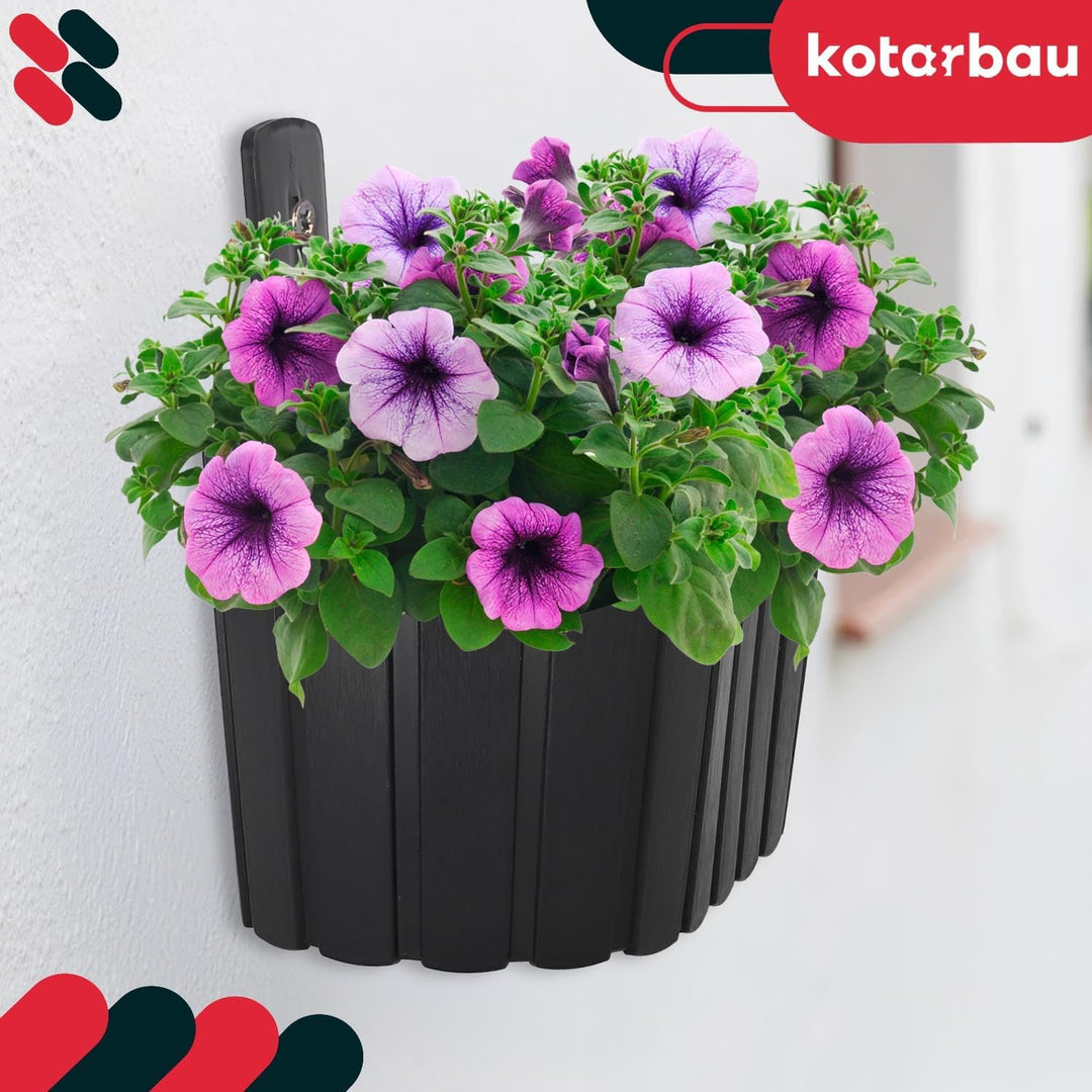 KOTARBAU® 4er Set Blumenkasten Balkon - Wandampel - Blumentopf - 20x14cm H: 13cm Anthrazit - Wandamp