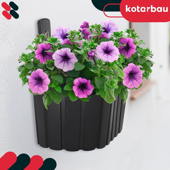 KOTARBAU® 4er Set Blumenkasten Balkon - Wandampel - Blumentopf - 20x14cm H: 13cm Anthrazit - Wandamp