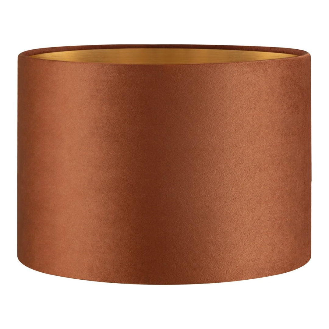 Home Sweet Home Samtlampenschirm VELVET, braun + gold | 30 cm grosse trommelförmige E27-Lampenschirm