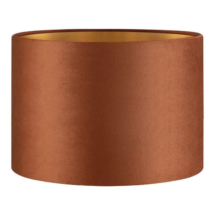 Home Sweet Home Samtlampenschirm VELVET, braun + gold | 30 cm grosse trommelförmige E27-Lampenschirm