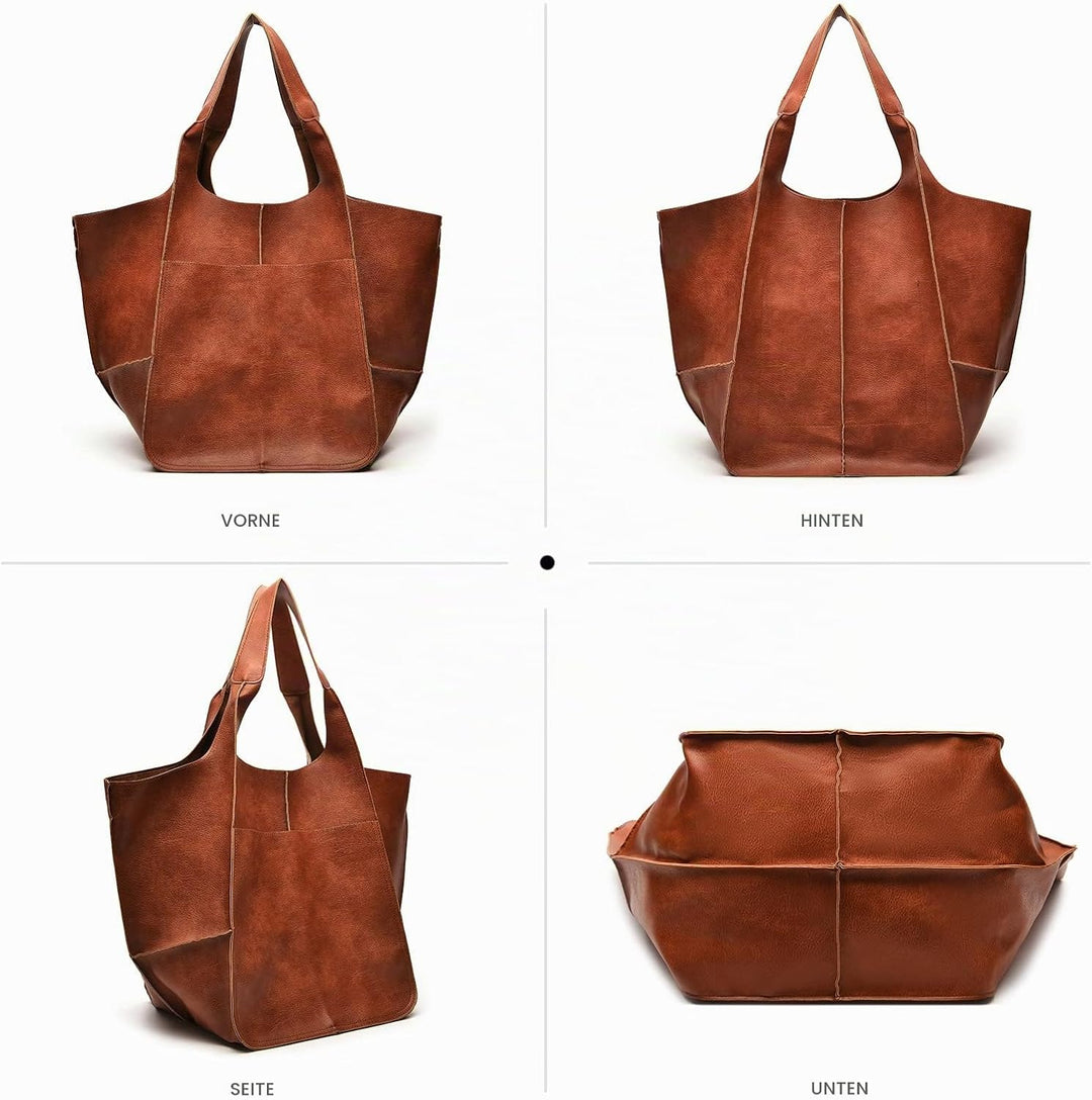 NICOLE &amp; DORIS Frauen Tasche Gross Schultertasche Shopper Weiche Ledertasche Leichte Tote Tasche Hob
