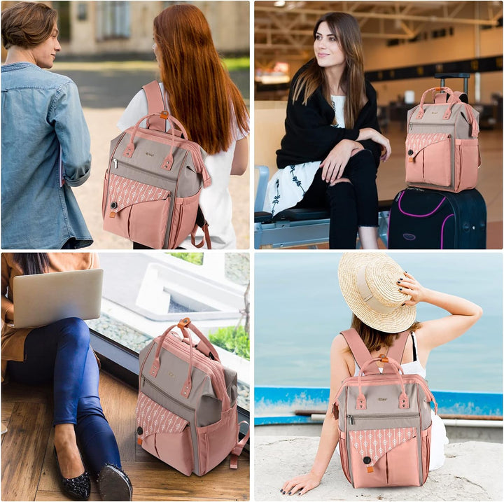 Damen Arbeit Rucksack Schulrucksack mit USB-Ladeanschluss, Anti Diebstahl für Uni Freizeit Job, Wass