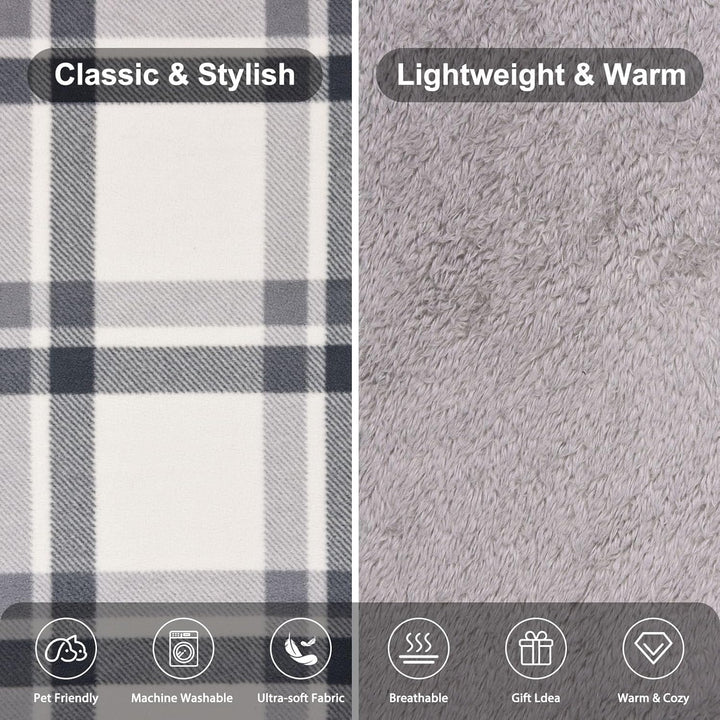 SIVENKE Tragbare Decke Kompaktes Kissen 2-in-1-Schossdecke Damen Poncho Fleece mit Knopf Karierte Ta