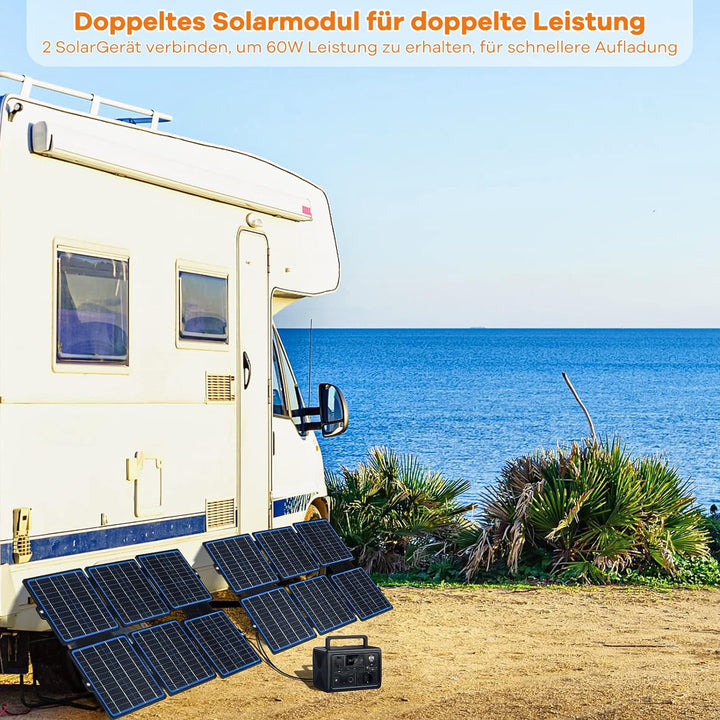 30W Solarpanel,faltbar solarladegerät powerbank solar für Handy Laptop,PD60 QC3.0 USB C Solar Panel