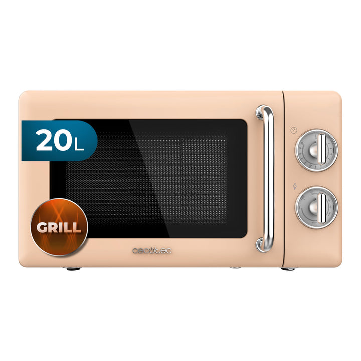 Cecotec Mikrowelle mit Grill Proclean 3110 Retro Beige Mechanische, 700 W in 6 Stufen, Timer bis zu