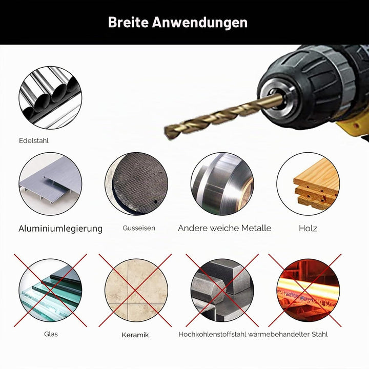 NORTOOLS 91 Stück HSS M35 Kobalt 5% vollständig geschliffene Bohrer DIN338 mit 135 ° Split Point 1,0