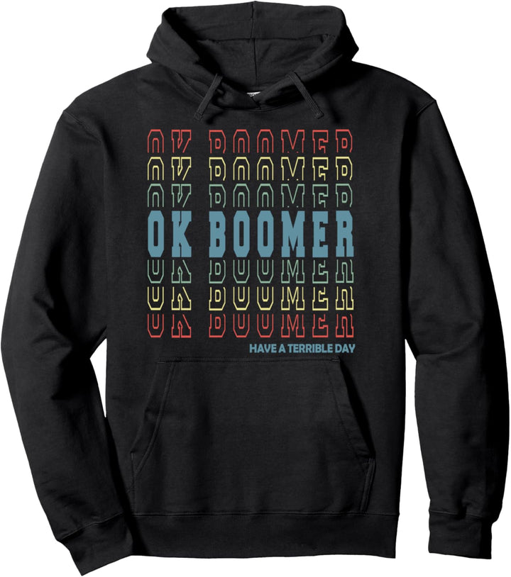 Vintage Okay Boomer Funny Millennial Meme Retro OK Boomer Pullover Hoodie