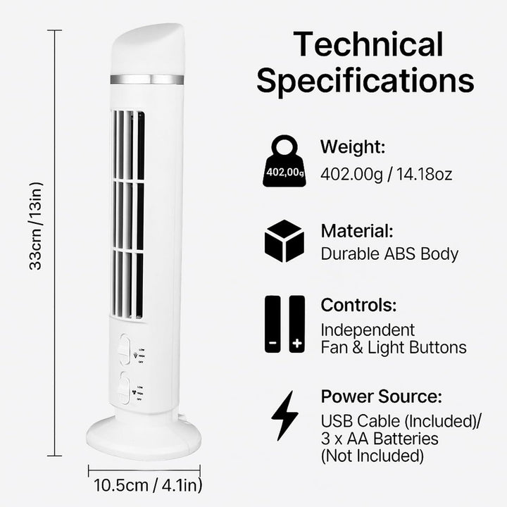 Elprico Turmventilator, 90° Oszillierender Turmventilator, Schnelle Abkühlung, Leiser Betrieb, Tragb