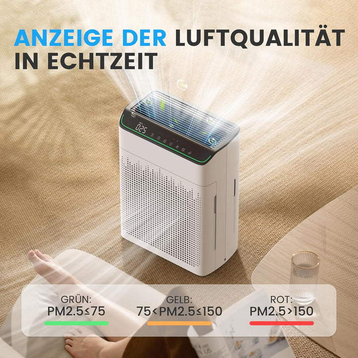 Luftreiniger Allergiker für Wohnung Raucherzimmer, Air purifier, CADR 340m³/h für 157㎡ Raucherzimmer