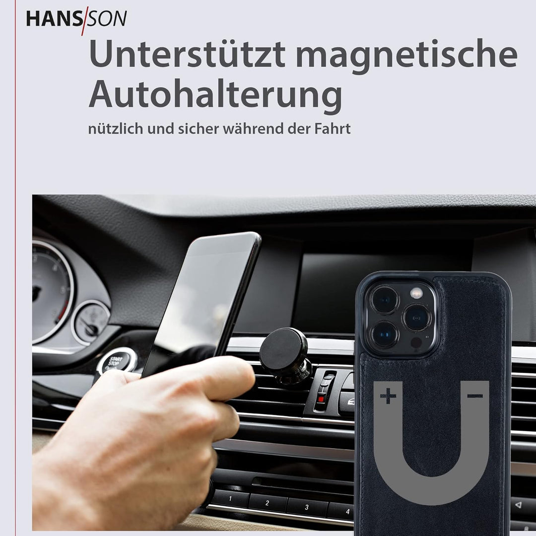 HANS/SON Hülle aus Echtleder | iPhone 12 / iPhone 12 Pro Ledercase | Stossfest | Dünn | Hochwertig |