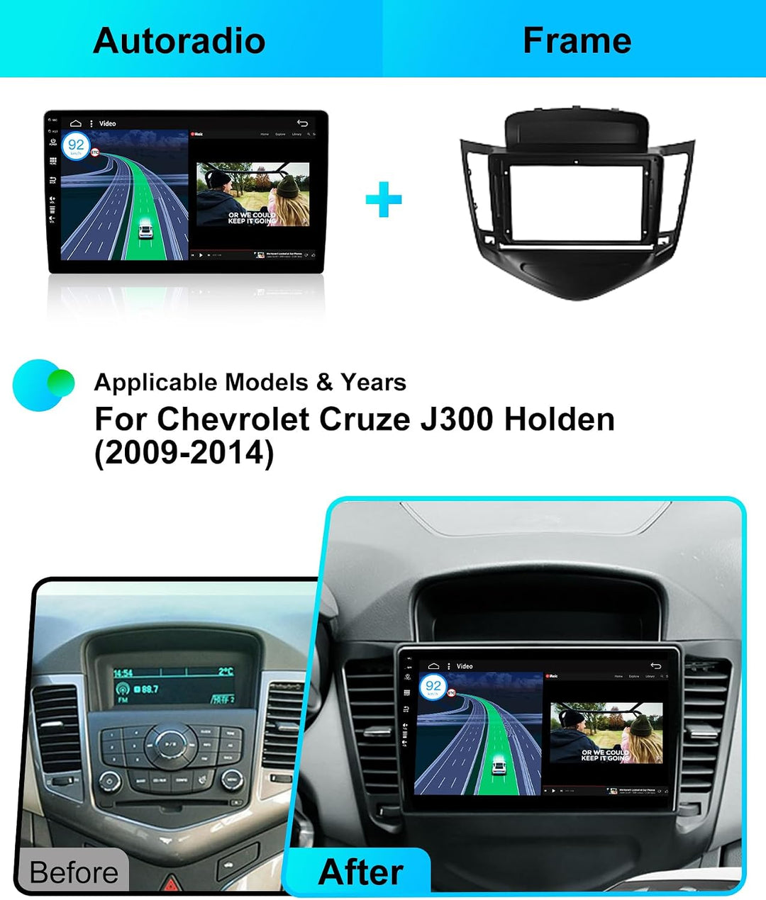 Android 15 IPS Autoradio Passt für Chevrolet Cruze (2009-2014) - Eingebautes Kabellos CarPlay Androi