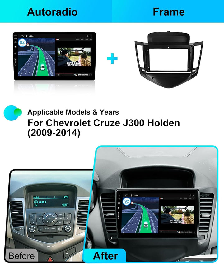 Android 15 IPS Autoradio Passt für Chevrolet Cruze (2009-2014) - Eingebautes Kabellos CarPlay Androi