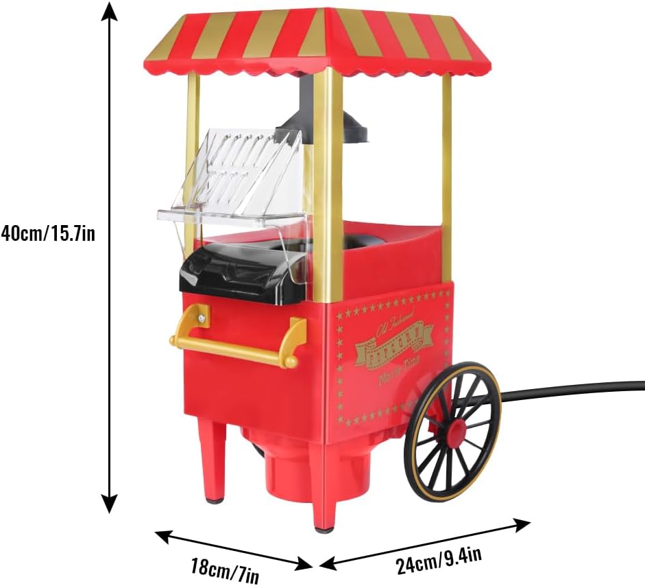 Popcornmaschine, Retro Heissluft Popcorn Maker für fettfreies & ölfreies Popcorn, Gesunde Popcorn Ma