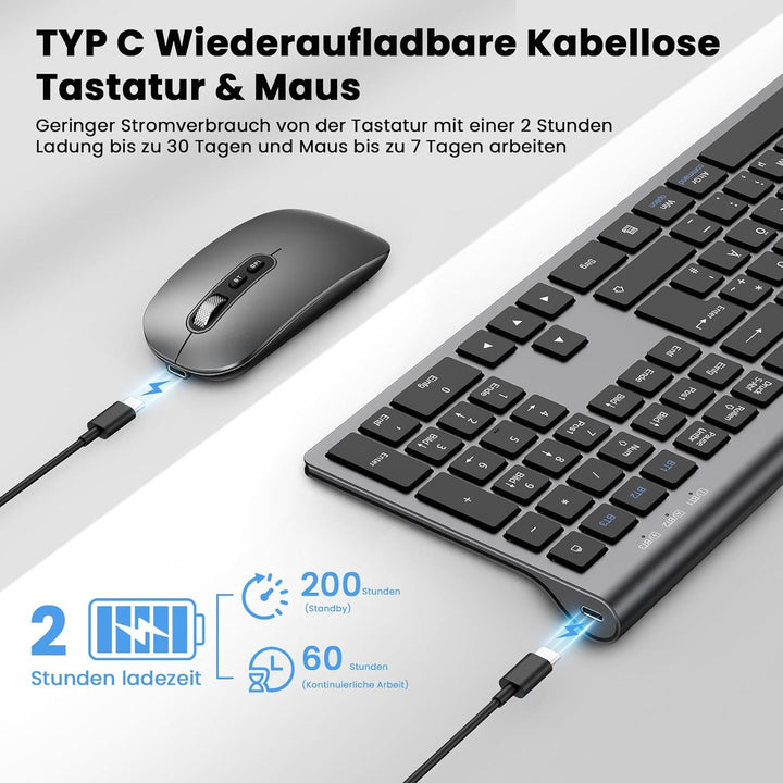 cimetech Bluetooth Tastatur Maus Set Kabellos für MacBook Air/MacBook Pro/iMac/iMac Pro/Mac, Bluetoo