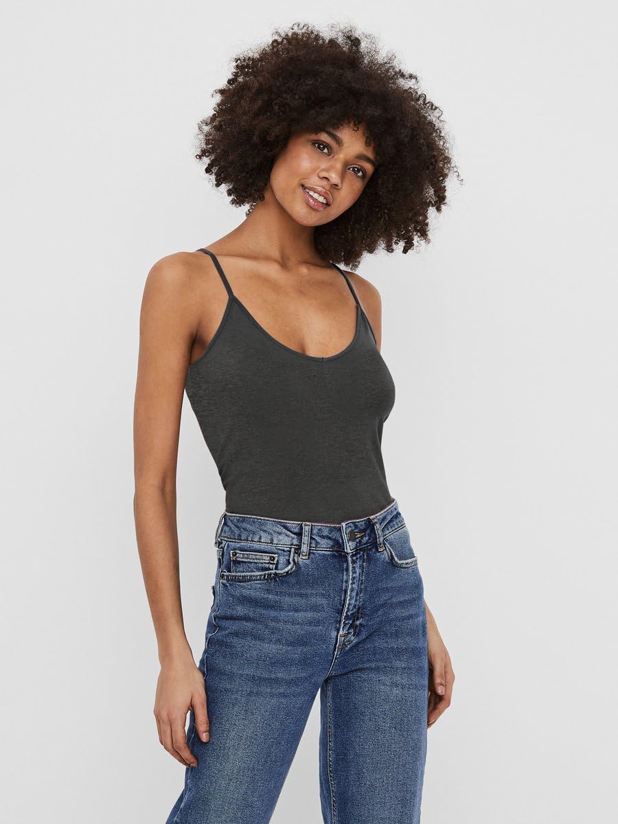 VERO MODA Damen Vmmaxi My Soft V Singlet Noos Top S Mehrfarbig (2x Dark Grey Melange, 1x Dusty Olive