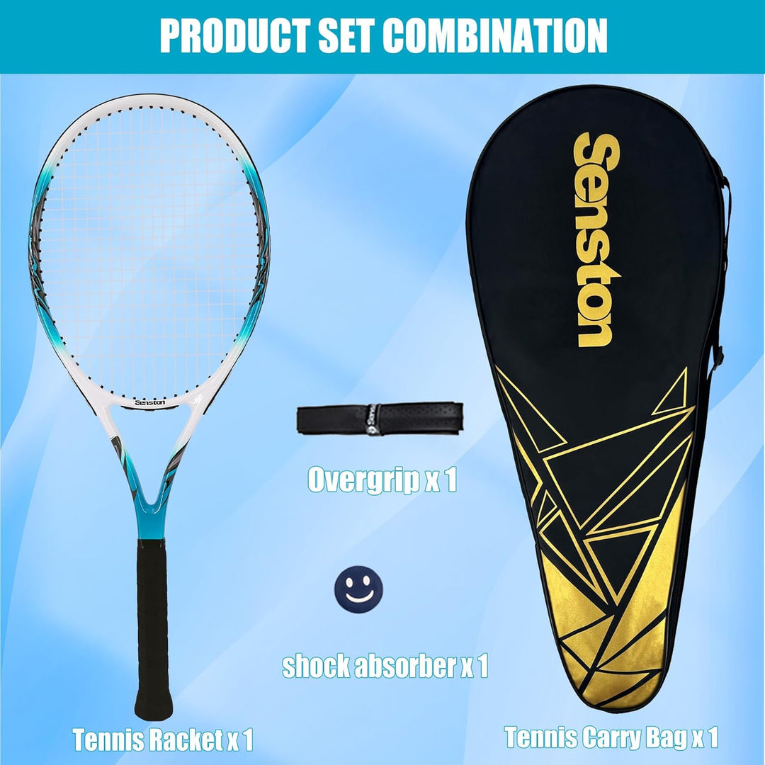 Senston Tennisschläger 68,6 cm, Professioneller Training Tennis Racket für Damen Herren blue 27 inch