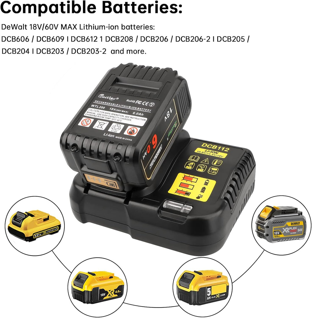 Li-Ion 10.8v -18V Akku Ladegerät Für DeWalt DCB112 DCB115 XR Multi Voltage