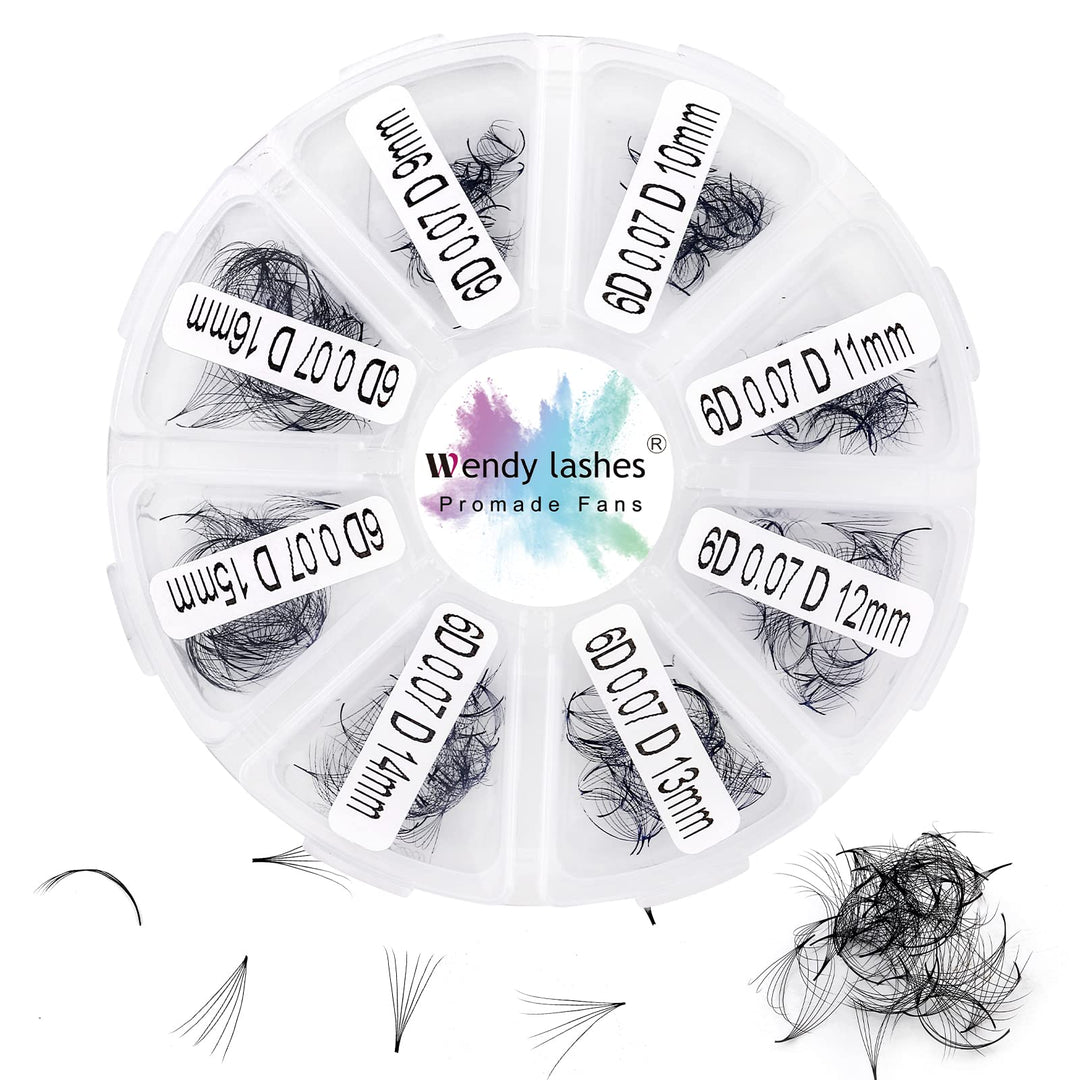 Fertige Wimpernfächer Wimpern Extension 6D 500 Stück 0,07mm C Curl 9-16mm Fertige Volumen Wimpern Fä
