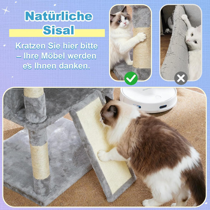 Hey-brother Kratzbaum, 182 cm hoch Katzenbaum für Grosskatze, mehrstöckiger Katzenkratzbaum mit 2 Gr