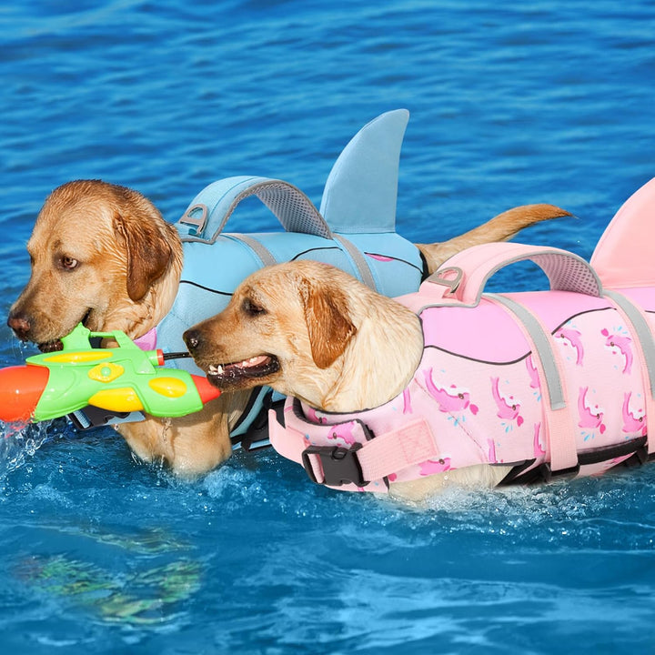 AOFITEE Schwimmweste Hund Klein, Verstellbar Hunde Schwimmweste Hai, Ripstop Hundeschwimmweste Klein