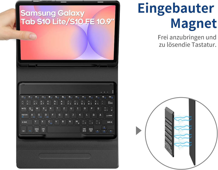 EasyAcc Tastatur Hülle Kompatibel mit Samsung Galaxy Tab S9 FE 10.9 Zoll / S9 2023 11 Zoll mit Schut