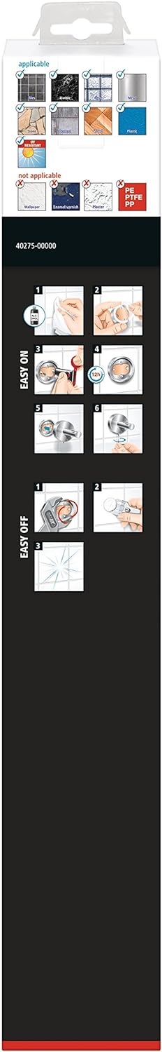 tesa LOXX Bad Handtuchhalter, 2-armig und schwenkbar, verchromt - zur Wandbefestigung ohne Bohren, i