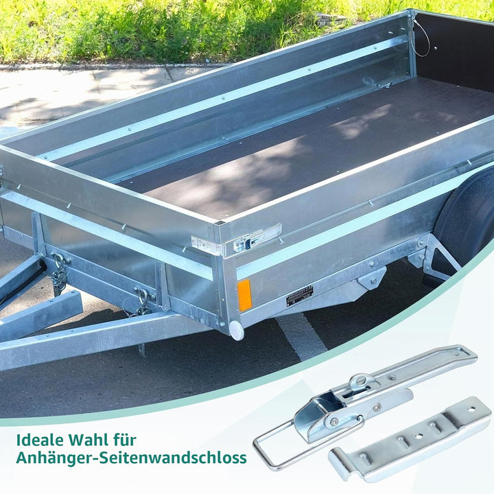 4 X Exzenterverschluss mit Halter 210mm, Spannverschluss Anhänger Bordwandverschluss Verzinkt, Versc