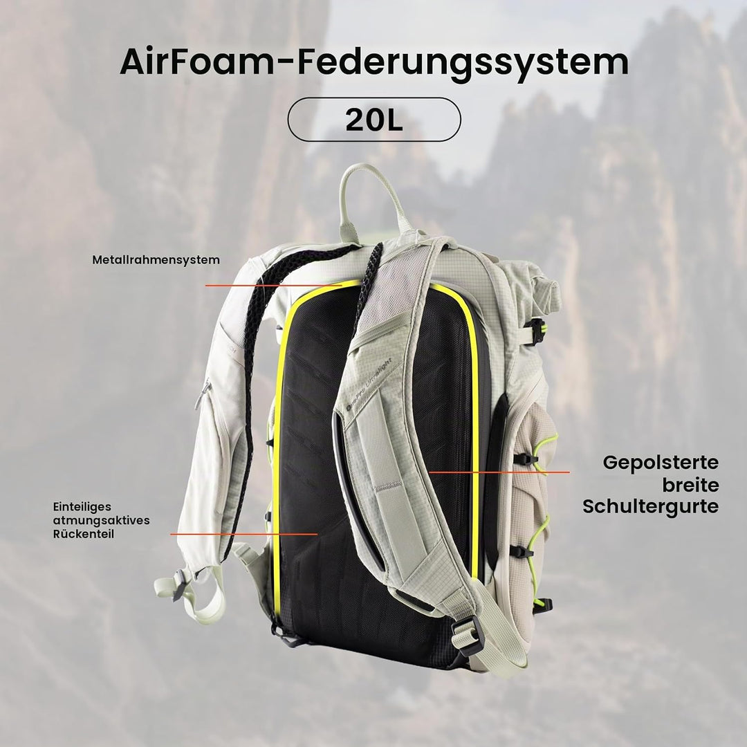 PGYTECH OnePro Ultralight Kamerarucksack Erweiterbar 20L-40L Outdoor Reisen Schwarz 20L, Schwarz 20L