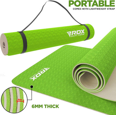 RDX Yogamatte Rutschfest, 6MM TPE Gymnastikmatte, REACH ROHS Zertifiziert Trainingsmatte, Fitness Üb