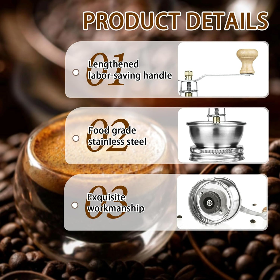 Manuelle Kaffeemühle, tragbar, robust, aus Edelstahl, speicherbar, Kaffeebohnenmühle für den Heimgeb