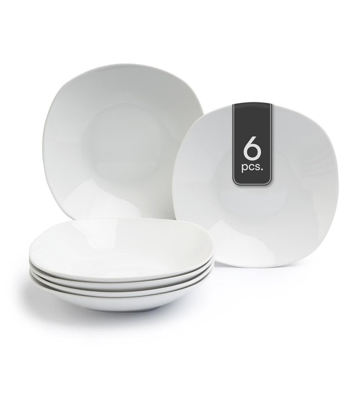 Home4You Suppenteller Tiefteller Salatteller - Porzellan - Weiss - 22 cm - 6er Set