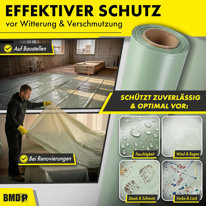 BMD Baufolie TYP 300 transluzent 4mx25m (100m²) Schutzfolie Bauplane Abdeckfolie Estrichfolie …… TYP