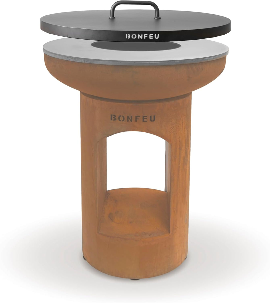 BonFeu BonBiza Deckel Ø80 - Feuerschale für den Garten - Abdeckung - Feuerkorb - Schwarzer Stahl - f