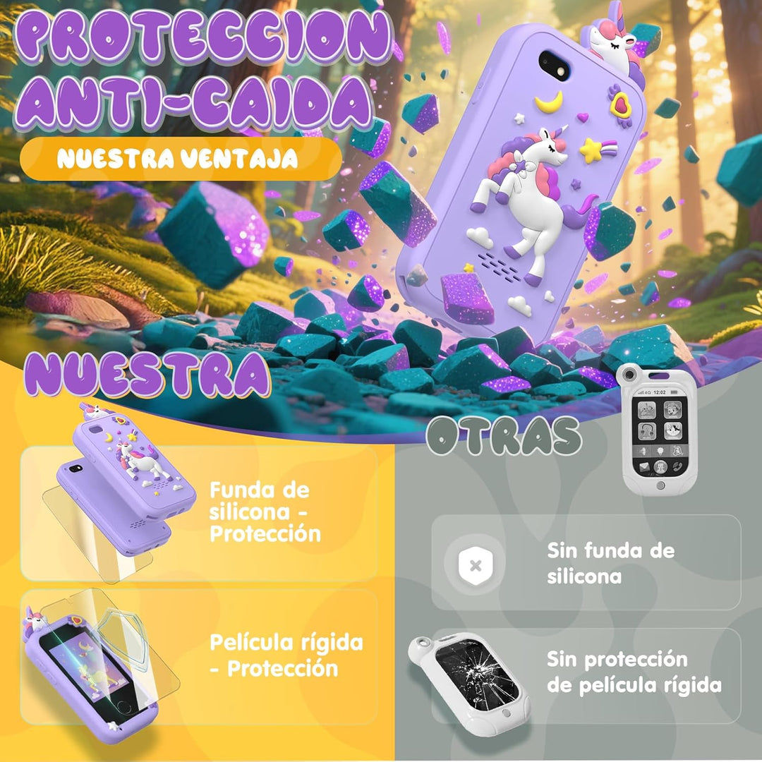 Fippesax Kinder Handy Smartphone Spielzeug, Kinderkamera Handy für Mädchen & Jungen, 20 lernspiele,