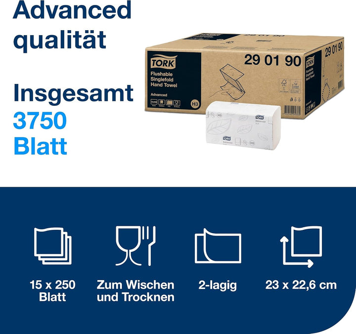 Tork Schnellauflösende Zickzack Papierhandtücher - 0290190 - Falthandtücher zum Nachfüllen für Papie